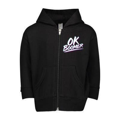 80's Retro Ok Boomer Toddler Zip Fleece Hoodie