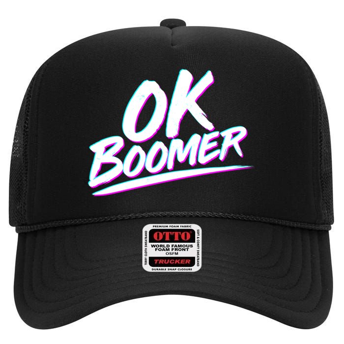 80's Retro Ok Boomer High Crown Mesh Back Trucker Hat