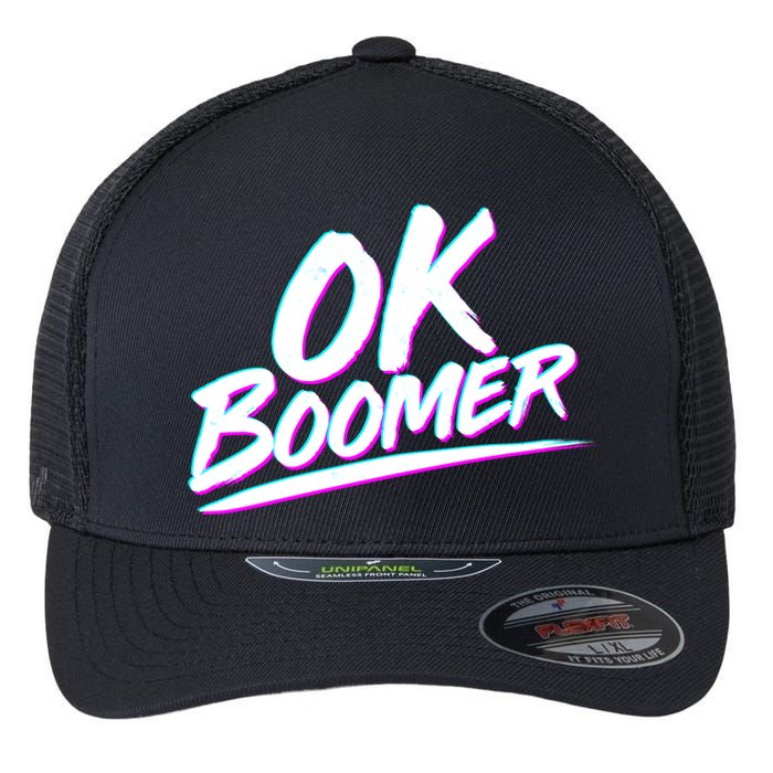 80's Retro Ok Boomer Flexfit Unipanel Trucker Cap