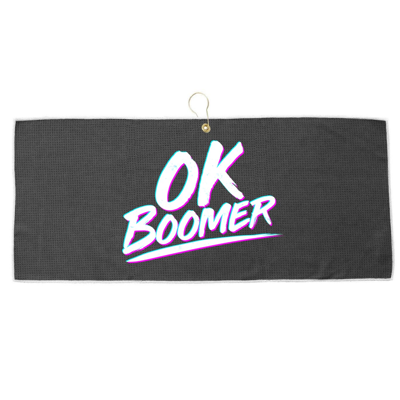 80's Retro Ok Boomer Large Microfiber Waffle Golf Towel