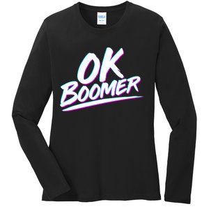 80's Retro Ok Boomer Ladies Long Sleeve Shirt