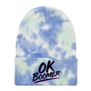 80's Retro Ok Boomer Tie Dye 12in Knit Beanie