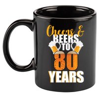 80th Birthday Cheers & Beers To 80 Years 11oz C Handle Ceramic Mug