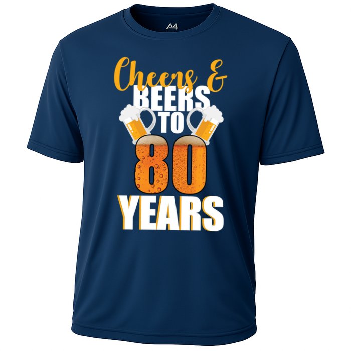 80th Birthday Cheers & Beers To 80 Years Cooling Performance Crew T-Shirt
