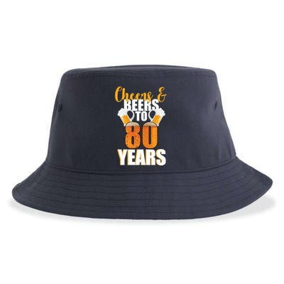 80th Birthday Cheers & Beers To 80 Years Sustainable Bucket Hat