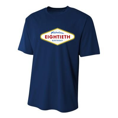80th Birthday Las Vegas Fabulous Eightieth Youth Performance Sprint T-Shirt