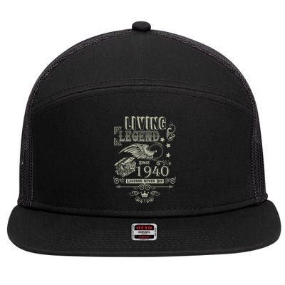 80th Birthday Legend Since 1940 7 Panel Mesh Trucker Snapback Hat