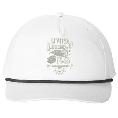 80th Birthday Legend Since 1940 Snapback Five-Panel Rope Hat