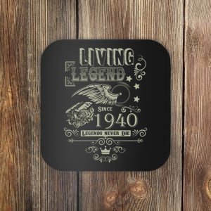 80th Birthday Legend Since 1940 Coaster