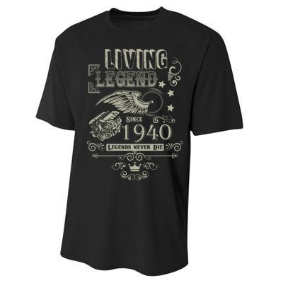 80th Birthday Legend Since 1940 Performance Sprint T-Shirt