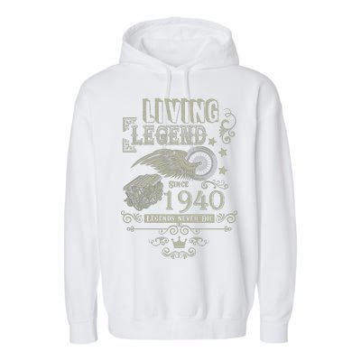 80th Birthday Legend Since 1940 Garment-Dyed Fleece Hoodie