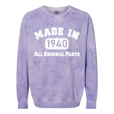 80th Birthday Made in 1940 All Original Parts Colorblast Crewneck Sweatshirt