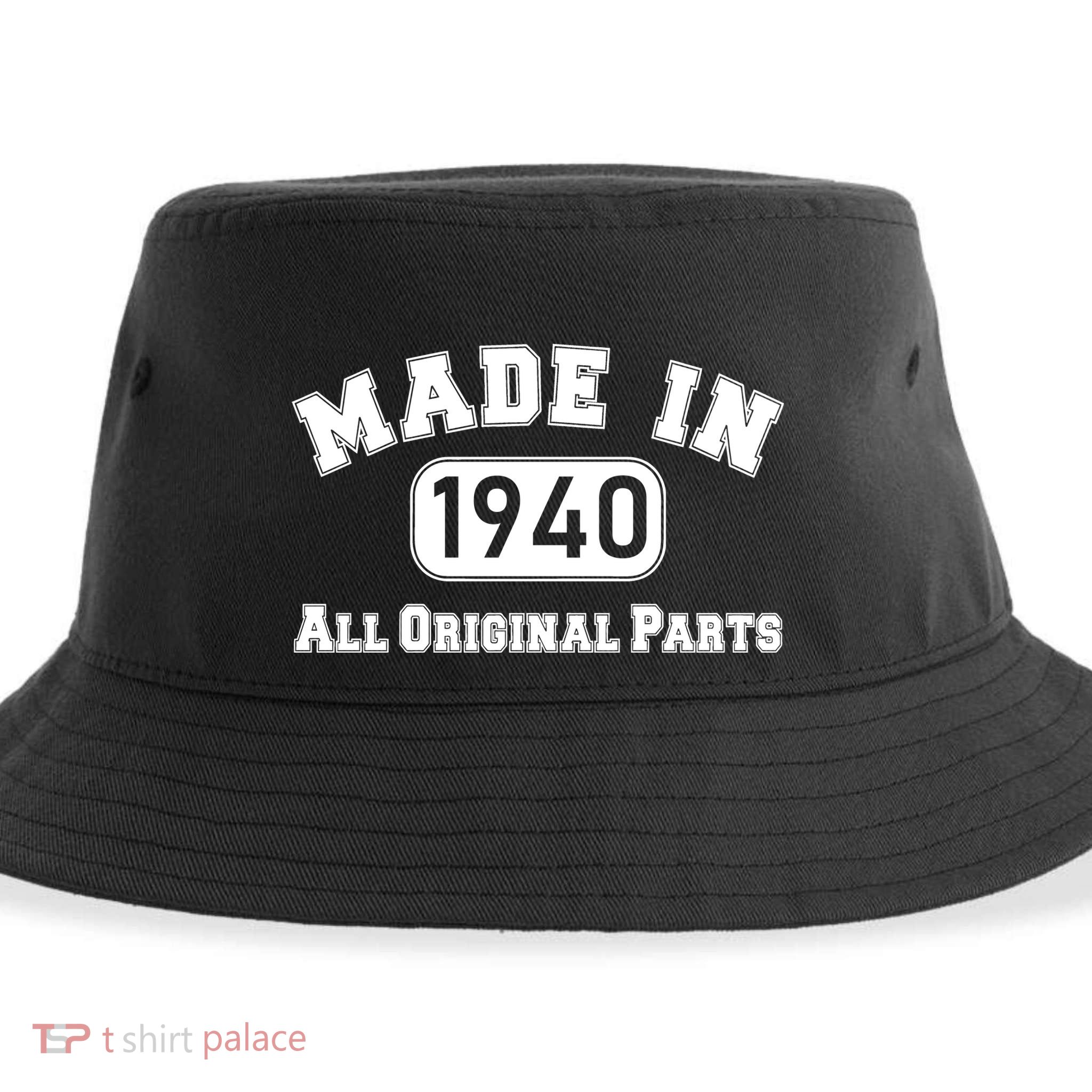 80th Birthday Made in 1940 All Original Parts Sustainable Bucket Hat