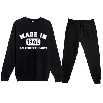 80th Birthday Made in 1940 All Original Parts Premium Crewneck Sweatsuit Set