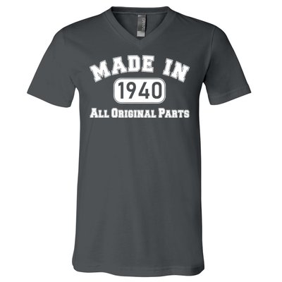 80th Birthday Made in 1940 All Original Parts V-Neck T-Shirt