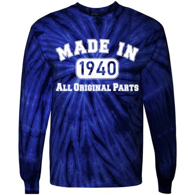 80th Birthday Made in 1940 All Original Parts Tie-Dye Long Sleeve Shirt