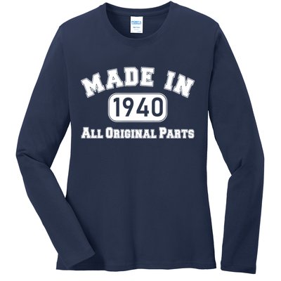 80th Birthday Made in 1940 All Original Parts Ladies Long Sleeve Shirt