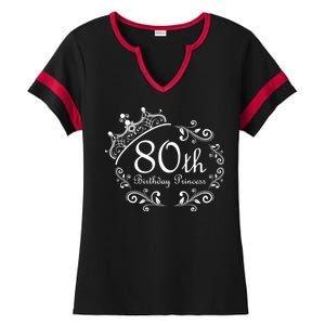 80th Birthday Princess Ladies Halftime Notch Neck Tee