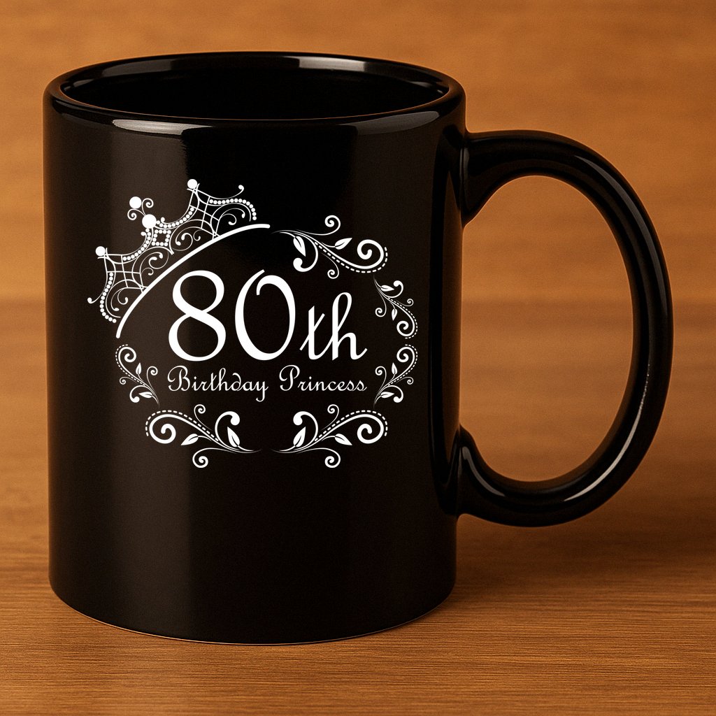 80th Birthday Princess 11oz C Handle Ceramic Mug