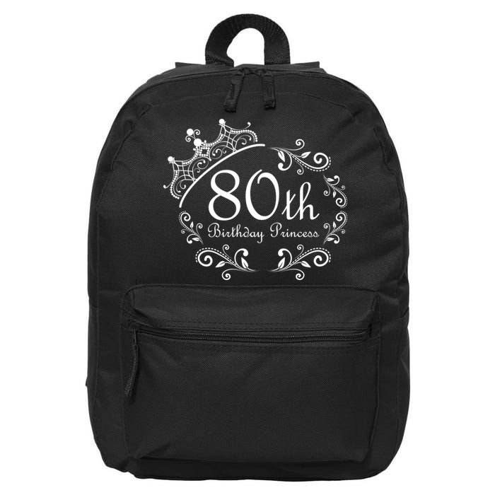 80th Birthday Princess 16 in Basic Backpack