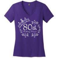 80th Birthday Princess Women's V-Neck T-Shirt