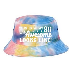 80th Birthday This Is What Awesome Looks Like  Tie Dye Newport Bucket Hat