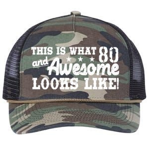 80th Birthday This Is What Awesome Looks Like  Retro Rope Trucker Hat Cap