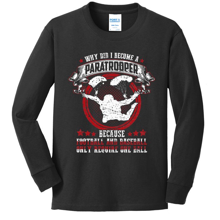 82nd 101st Airborne Paratrooper Military Kids Long Sleeve Shirt