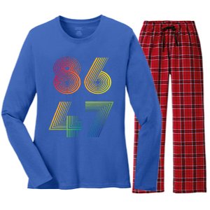 86 47 Anti Trump 8647 Impeach 47 Antitrump President Women's Long Sleeve Flannel Pajama Set 