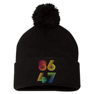 86 47 Anti Trump 8647 Impeach 47 Antitrump President Retro Pom Pom 12in Knit Beanie