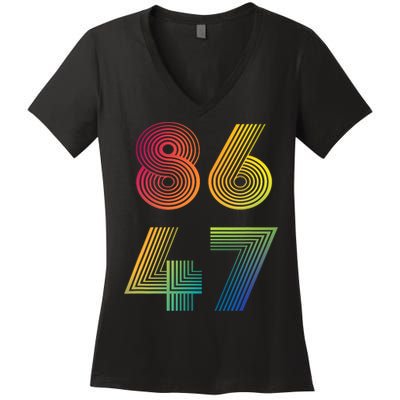 86 47 Anti Trump 8647 Impeach 47 Antitrump President Retro Women's V-Neck T-Shirt