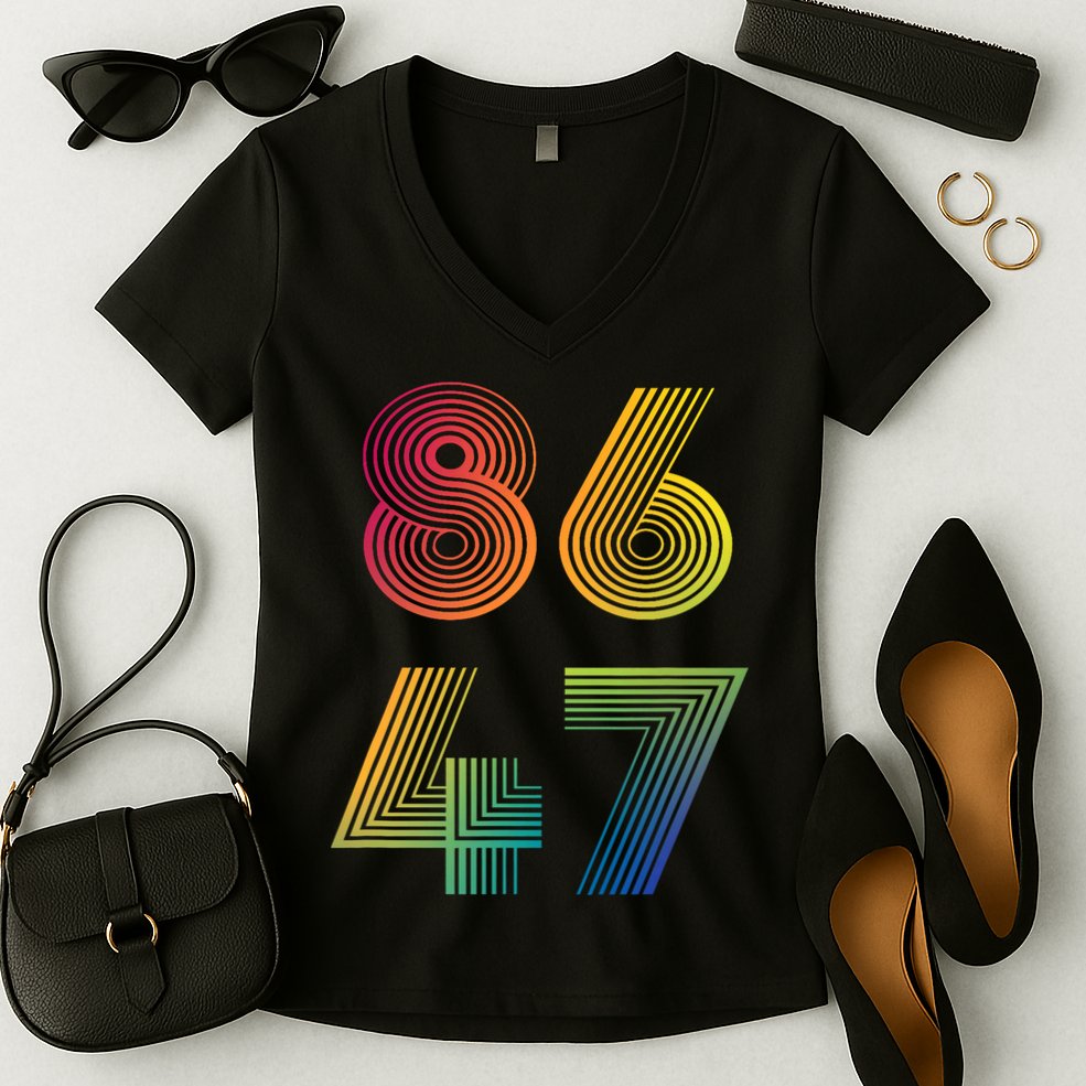 86 47 Anti Trump 8647 Impeach 47 Antitrump President Retro Women's V-Neck T-Shirt