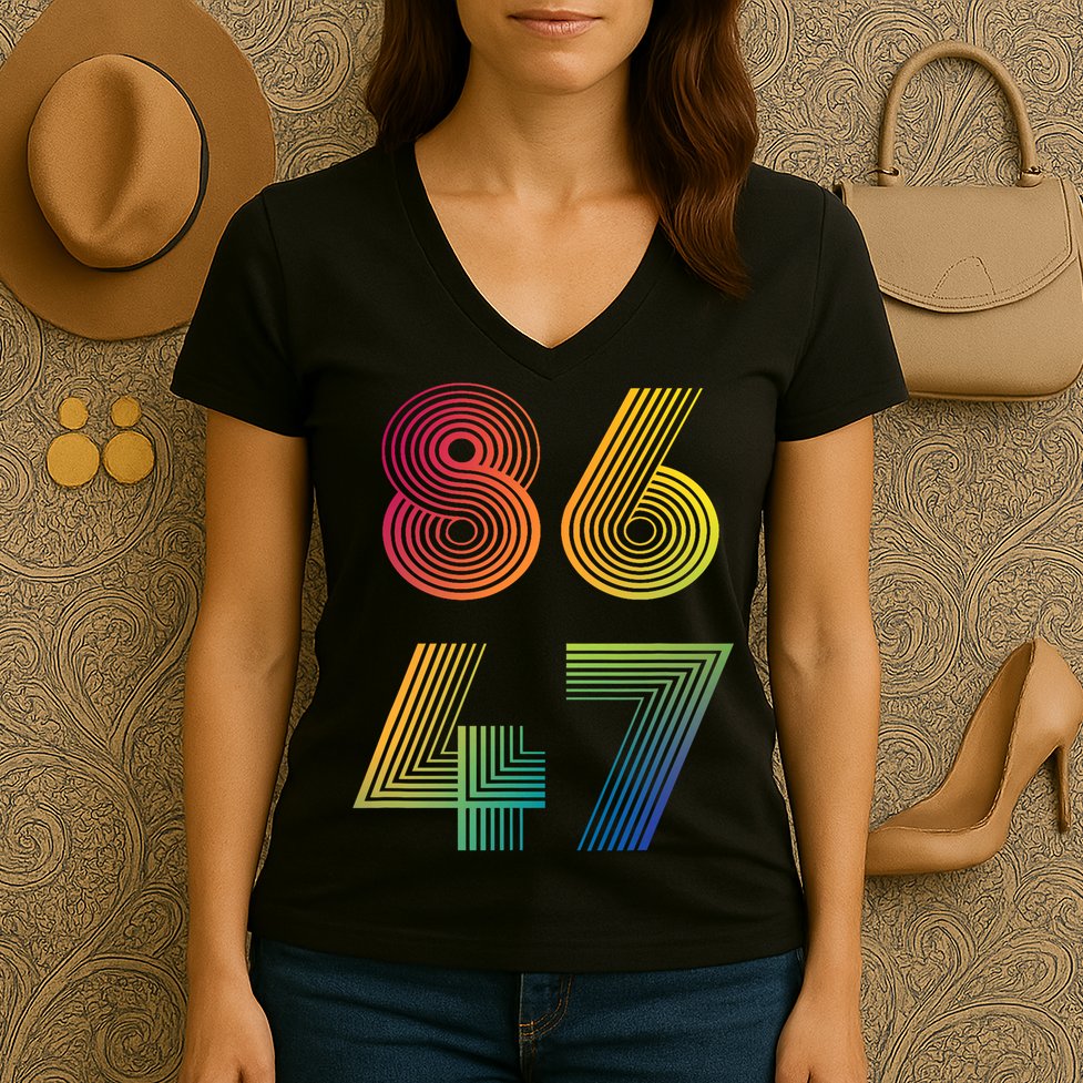 86 47 Anti Trump 8647 Impeach 47 Antitrump President Retro Women's V-Neck T-Shirt