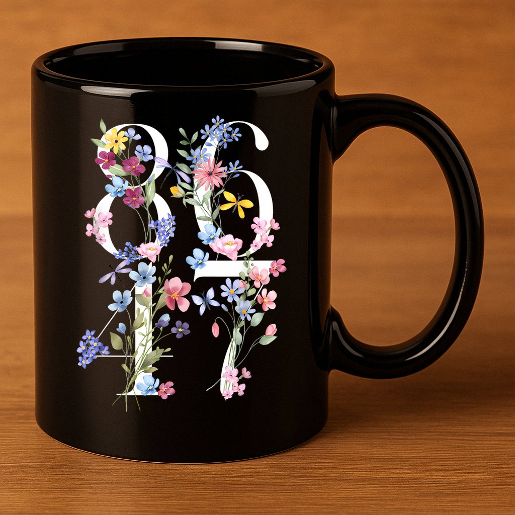 86 47 Floral Boho Style 11oz C Handle Ceramic Mug