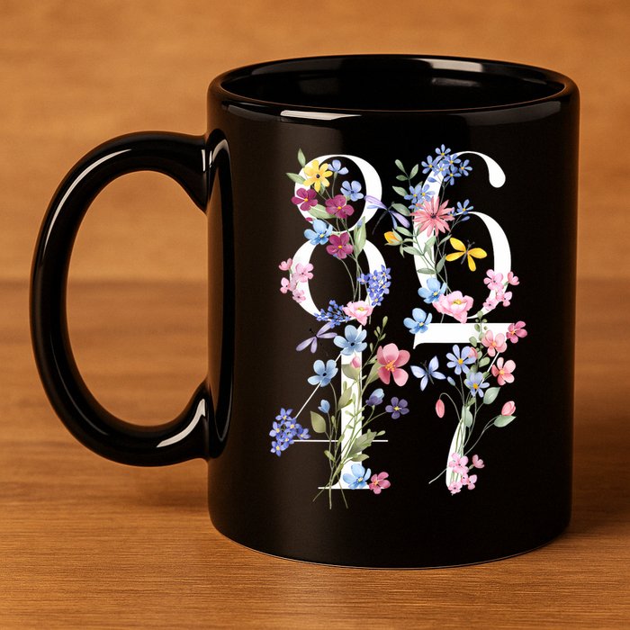 86 47 Floral Boho Style 11oz C Handle Ceramic Mug