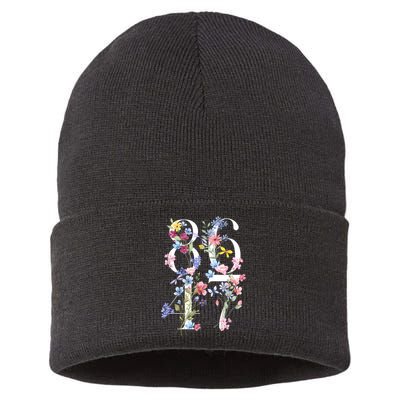 86 47 Floral Boho Style Sustainable Knit Beanie