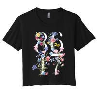 86 47 Floral Boho Style Women's Crop Top Tee