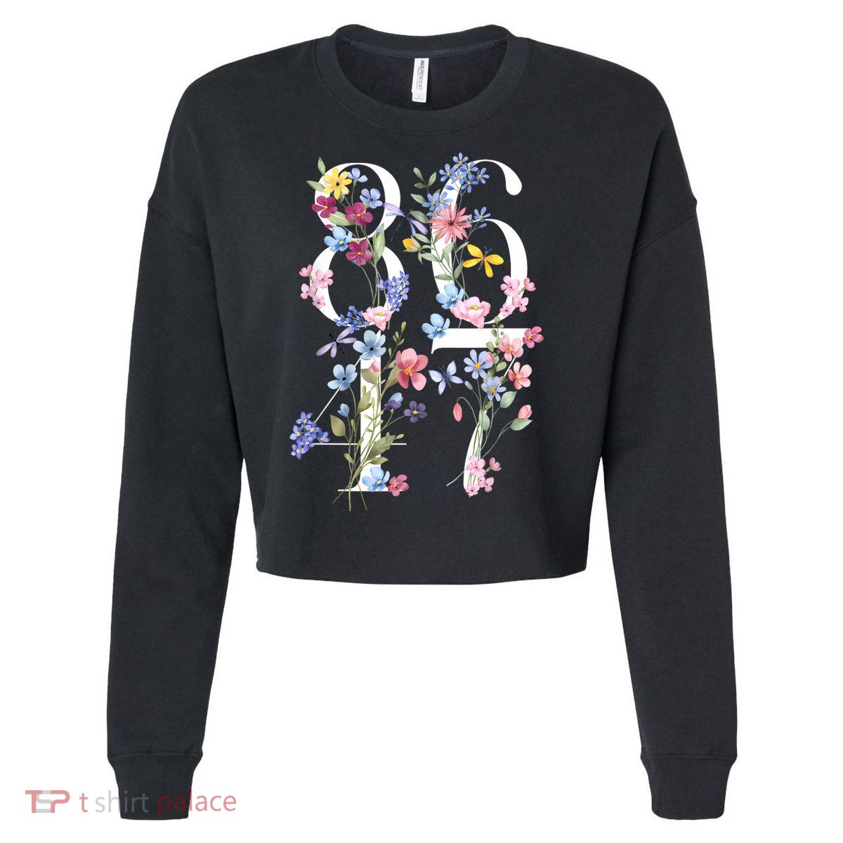 86 47 Floral Boho Style Cropped Pullover Crew