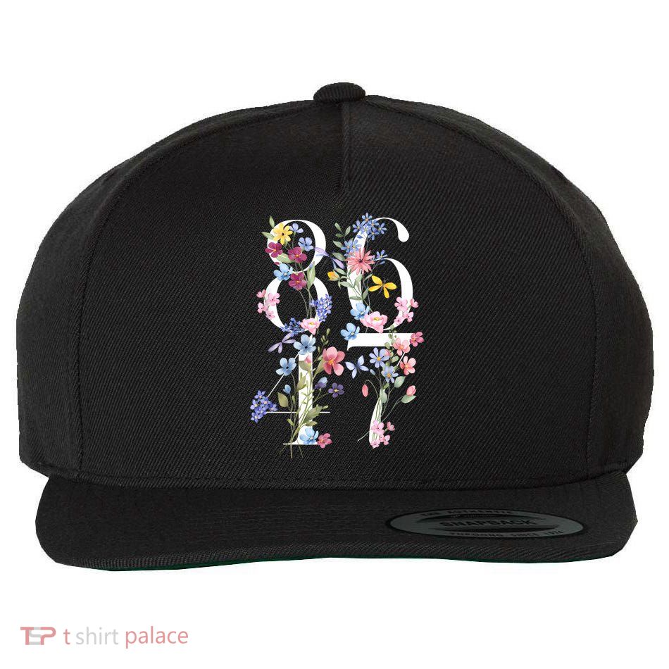 86 47 Floral Boho Style Wool Snapback Cap