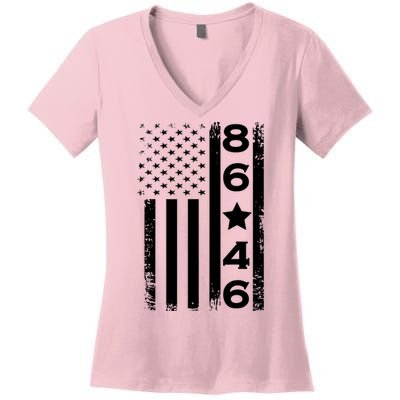 86 46 Impeach Biden 46 Vintage Distressed 86 46 Anti Biden Women's V-Neck T-Shirt