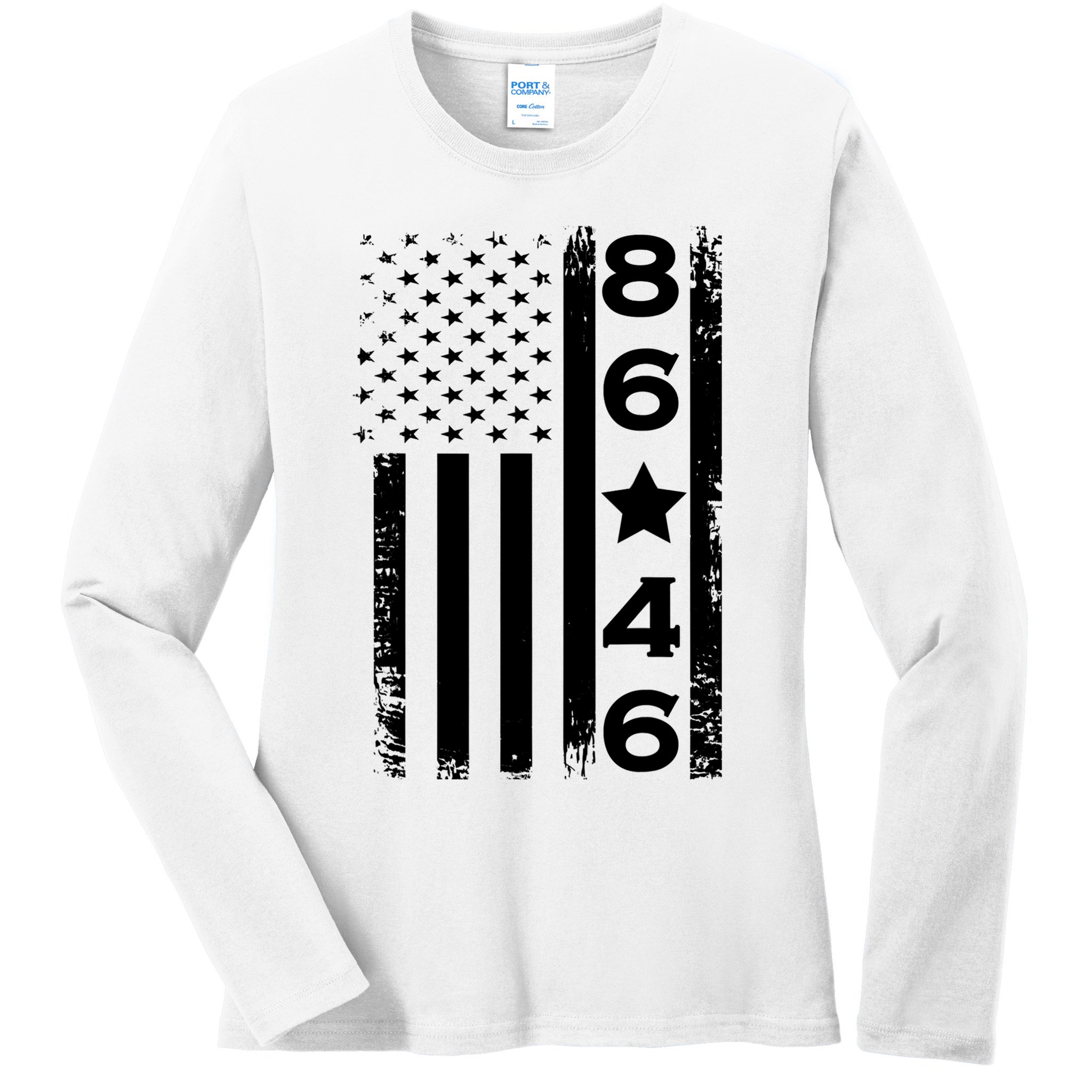 86 46 Impeach Biden 46 Vintage Distressed 86 46 Anti Biden Ladies Long Sleeve Shirt
