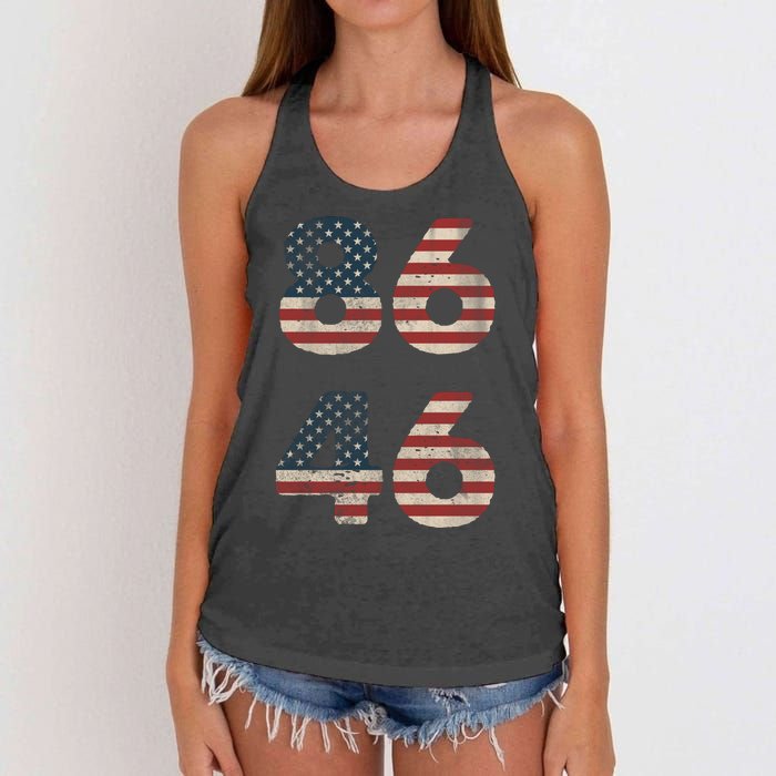 86 46 Impeach Anti Biden Vintage Distressed Women's Knotted Racerback Tank