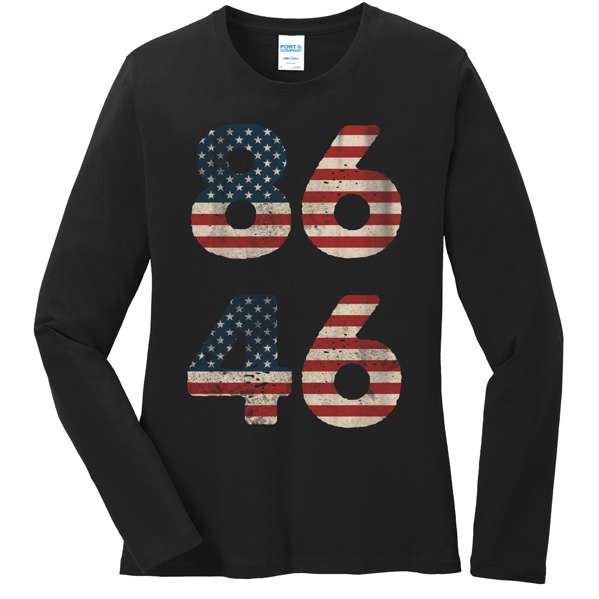 86 46 Impeach Anti Biden Vintage Distressed Ladies Long Sleeve Shirt