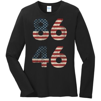 86 46 Impeach Anti Biden Vintage Distressed Ladies Long Sleeve Shirt