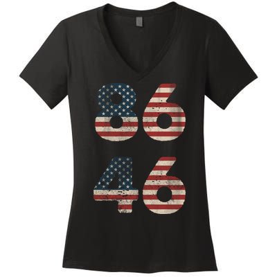 86 46 Impeach Anti Biden Vintage Distressed Women's V-Neck T-Shirt