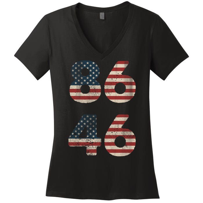 86 46 Impeach Anti Biden Vintage Distressed Women's V-Neck T-Shirt