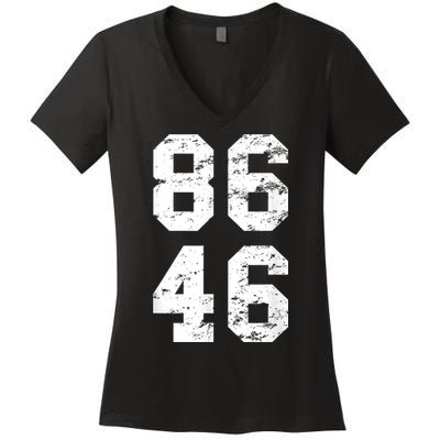 86 46 Impeach Biden 46 Vintage Distressed 8646 Anti Biden Women's V-Neck T-Shirt