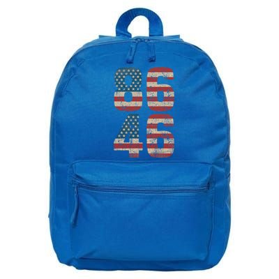 86 46 Impeach Biden 46 Vintage Distressed 8646 Anti Biden 16 in Basic Backpack