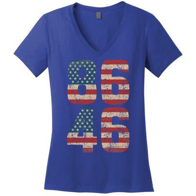 86 46 Impeach Biden 46 Vintage Distressed 8646 Anti Biden Women's V-Neck T-Shirt