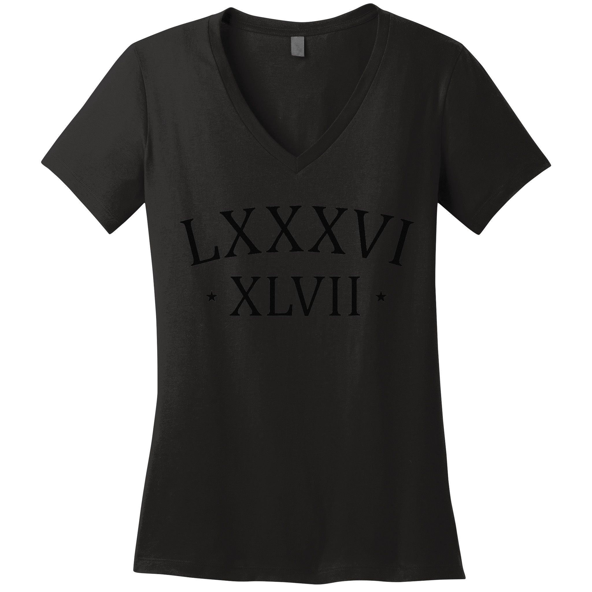 86 47 LXXXVI XLVII Roman Numerals Subtle Anti Trump Women's V-Neck T-Shirt